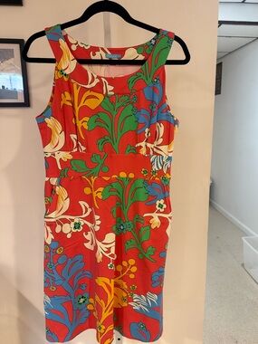 J. McLaughlin Red Floral Midi Sheath Dress